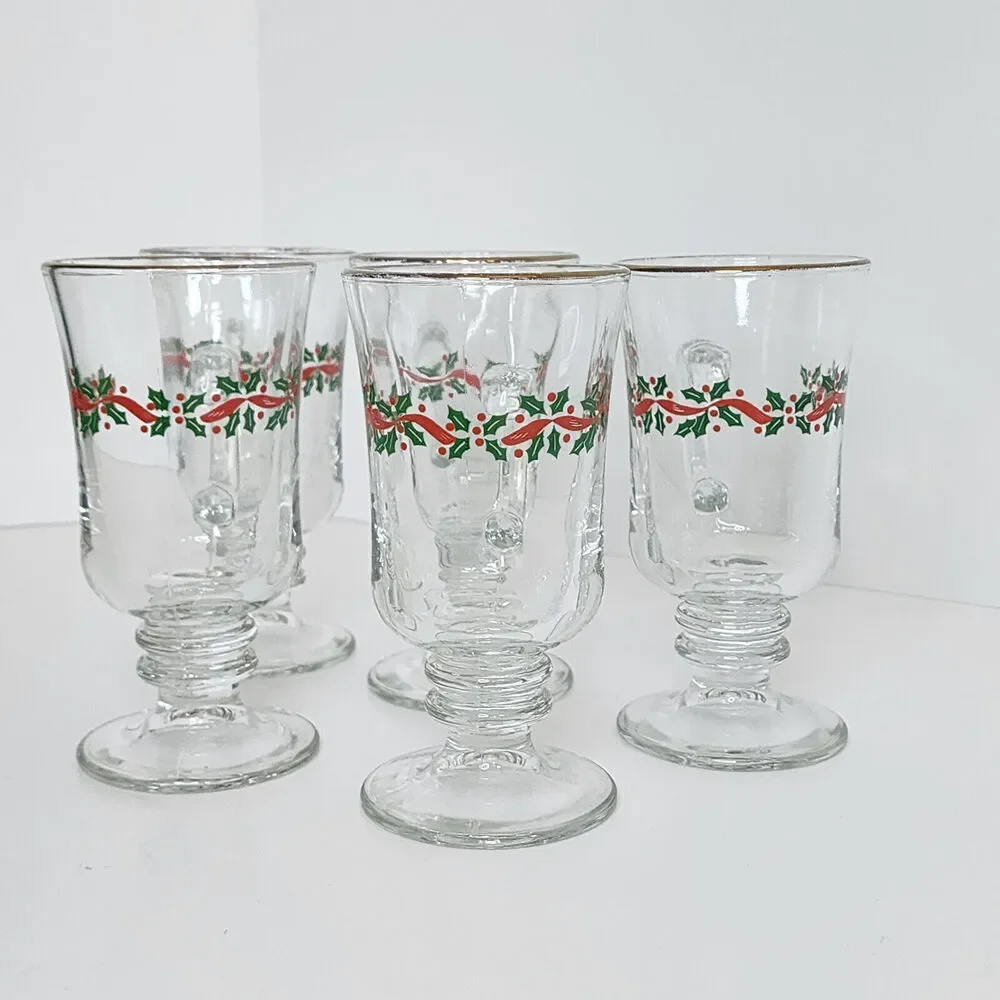 Vintage‎ Libbey Christmas Holly Berry 6